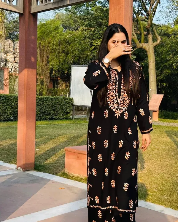 Black_Cofee_Rayon_Dual_Thread_Chikankari_Co_Ord_Set