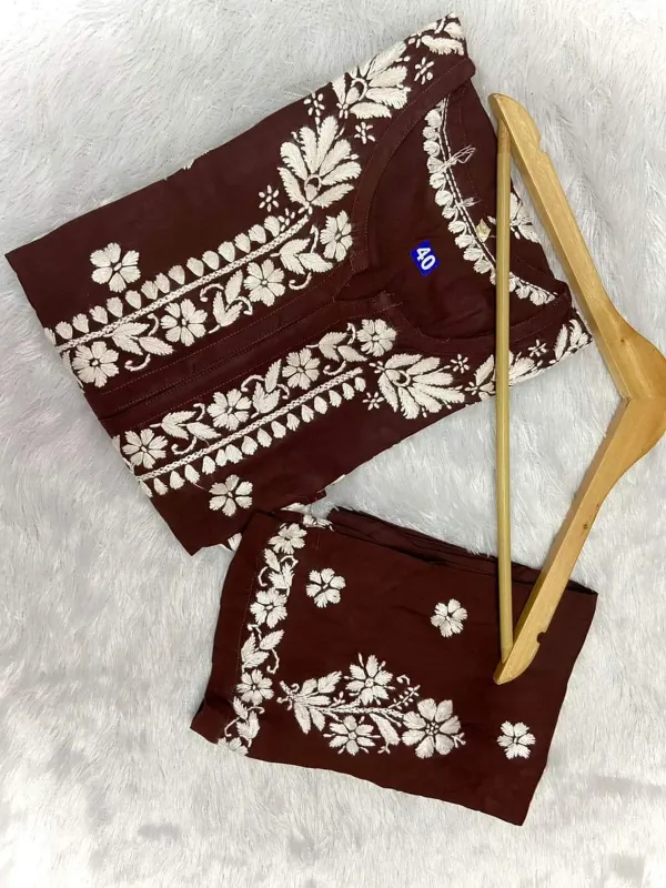 Cofee_Chikankari_Kurta_Set_For_Women
