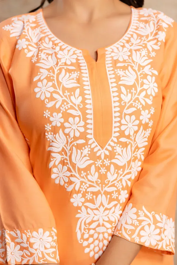 Peach_Women_S_Elegent_Kurti_Set_Kurti_Plazo_Set