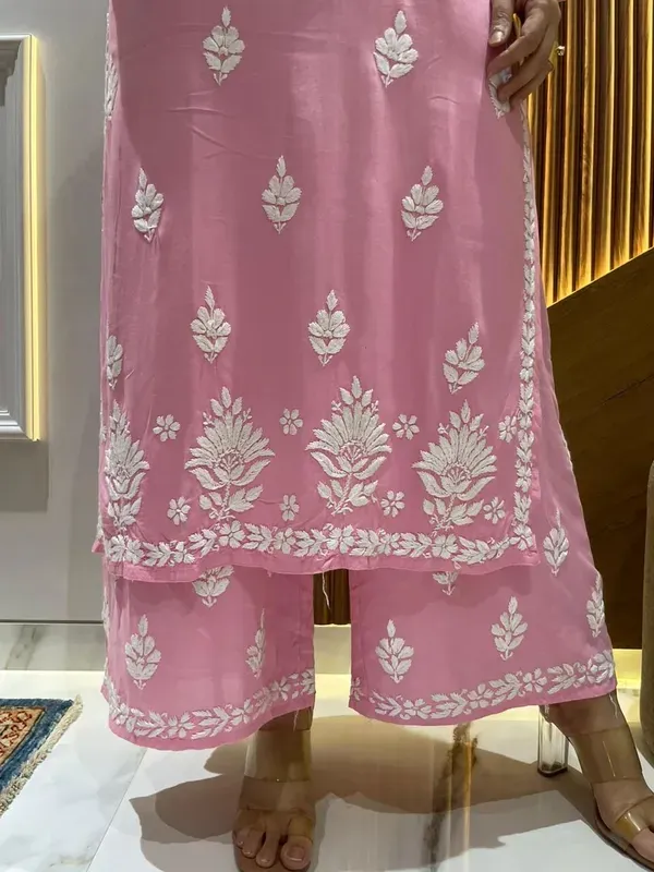 Baby_Pink_Diwali_Speacial_Chikankari_Work_Kurti_And_Plazzo_Set