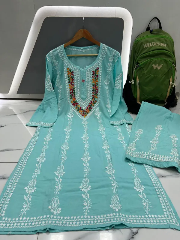 Pool_Royal_Multi_Thread_Chikankari_Kurti_Plazzo_Set