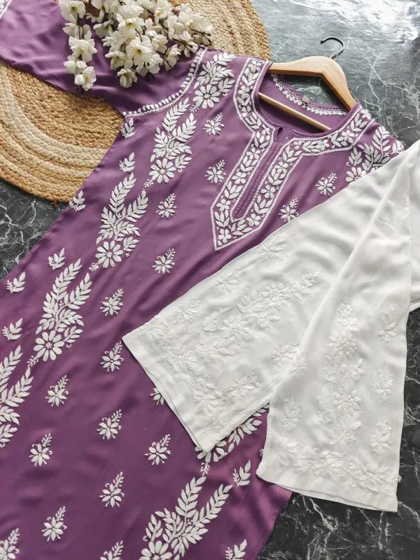 Magenta_Rayon_Chikankari_Kurta_With_Palazzo