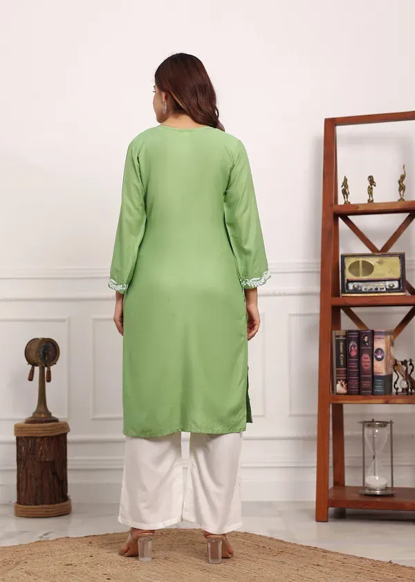 Pista_Chikan_Kurta_For_Women_Rayon_Straight_Chikankari_Kurti_And_White_Plaz