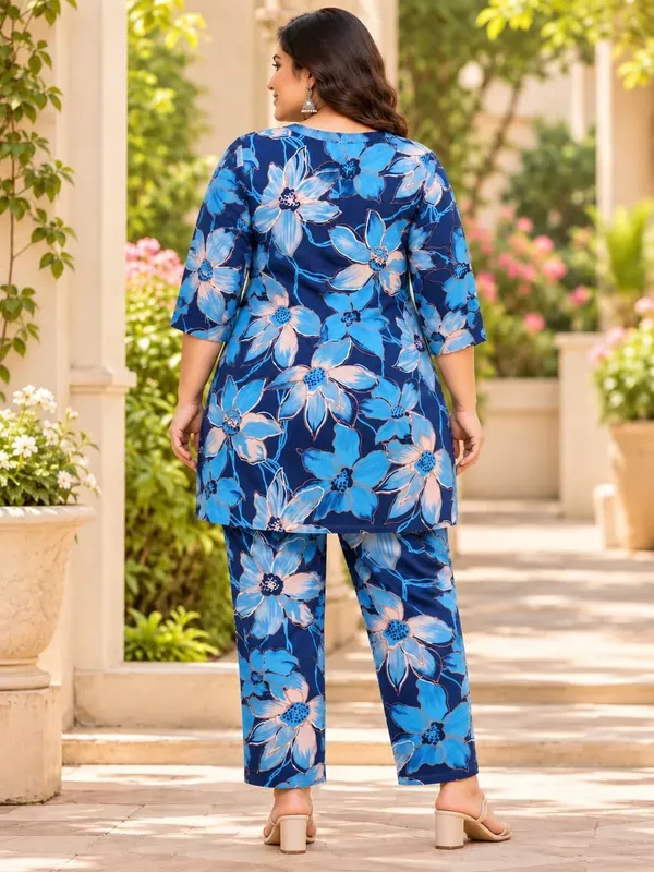 Blue_Cotton_Printed_Kurti_With_Trousers
