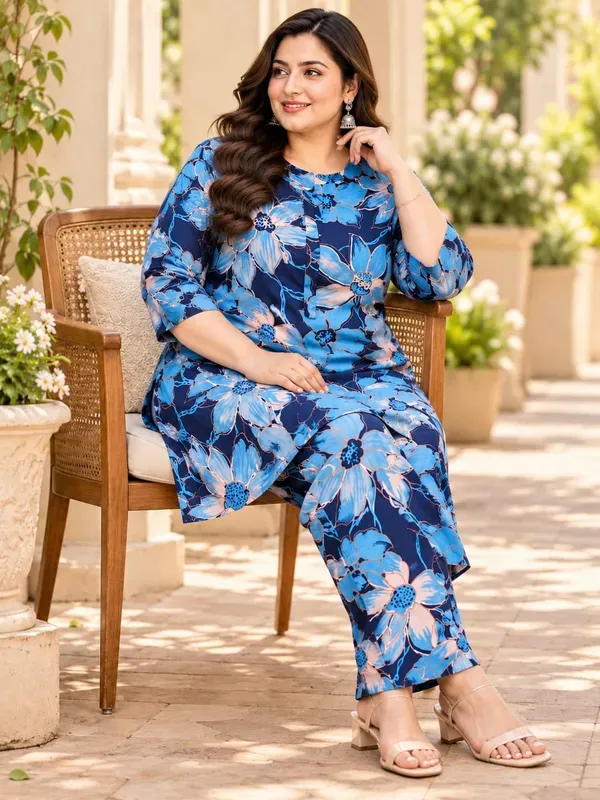 Blue_Cotton_Printed_Kurti_With_Trousers