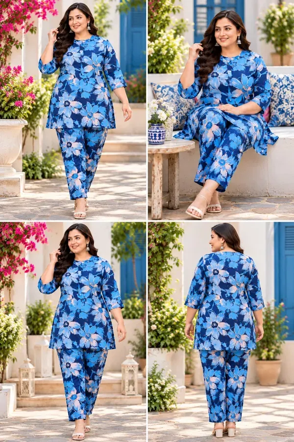Blue_Cotton_Printed_Kurti_With_Trousers