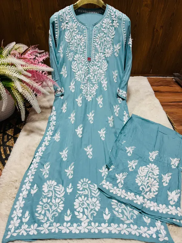 Firoji_Chikankari_Beautiful_Heavy_Work_Rayon_Plazzo_Set