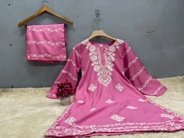 Pink_Chikankari_Kurti_With_Matching_Printed_Plazzo_Suit_2ps_For_Women
