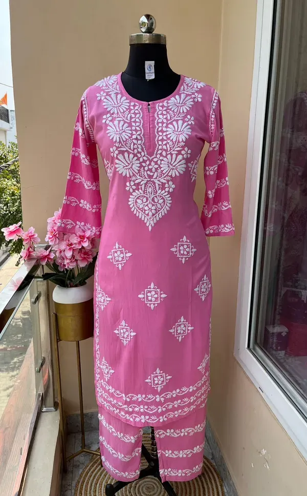 Pink_Chikankari_Kurti_With_Matching_Printed_Plazzo_Suit_2ps_For_Women