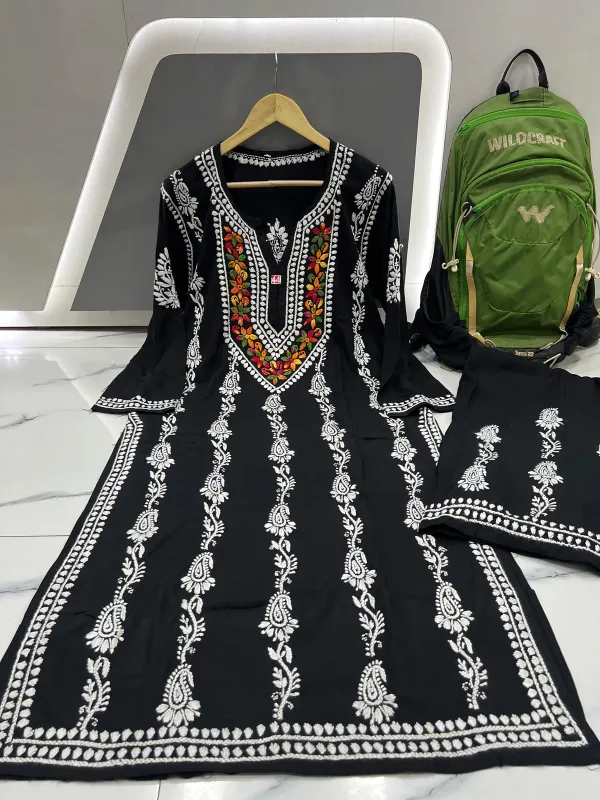 Black_Royal_Multi_Thread_Chikankari_Kurti_Plazzo_Set