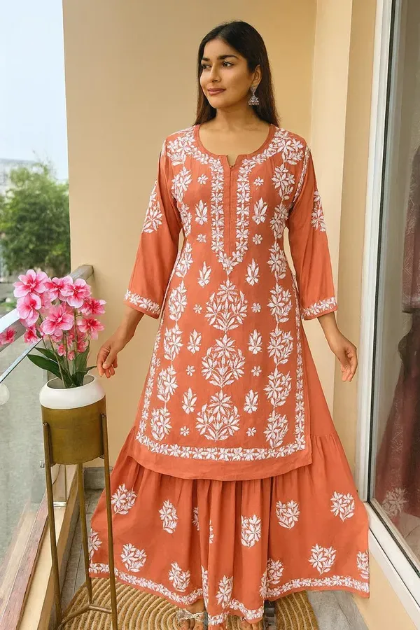 Orange_New_Stylish_Kurta_And_Sarara_Set