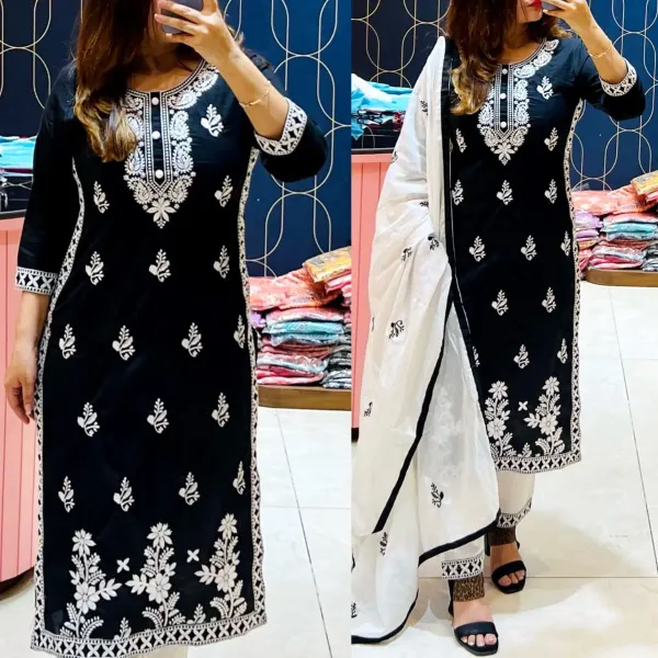 Black_Women_S_Rayon_Embroidered_Kurta_Pant_With_Dupatta_Set