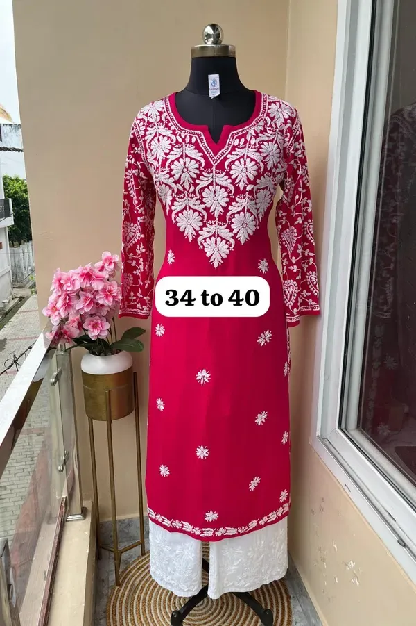 Gajari_Chikankari_Work_Cotton_Thread_Rayon_Palazo_Kurtis