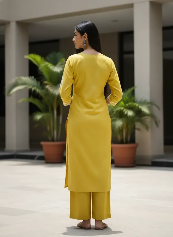 Lemon_Elegant_Chikankari_Kurta_With_Palazzo