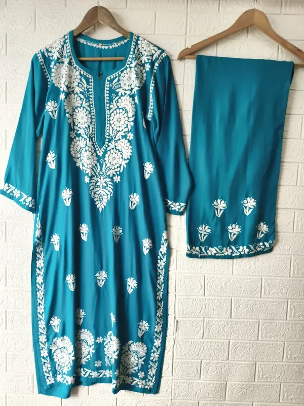 Rama_Stylish_Chikankari_Heavy_Kurta_And_Plazzo_Set