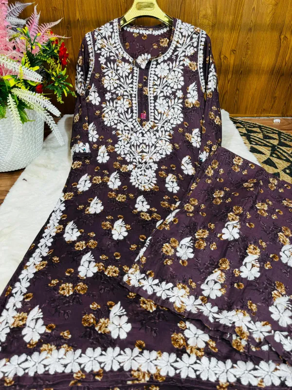 Wine_Lucknowi_Chikankari_Premium_Mal_Mal_Latest_Print_Design_Plazo_Set