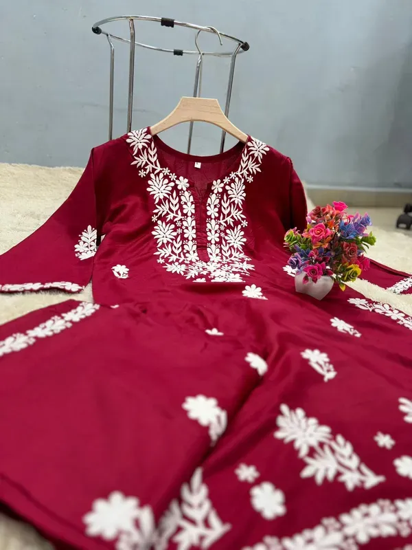 Maroon_Chikankari_Kurtis_For_Women