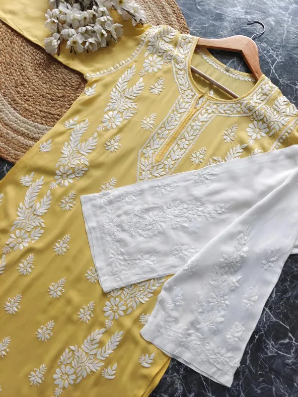 Light_Lemon_Rayon_Chikankari_Kurta_With_Palazzo