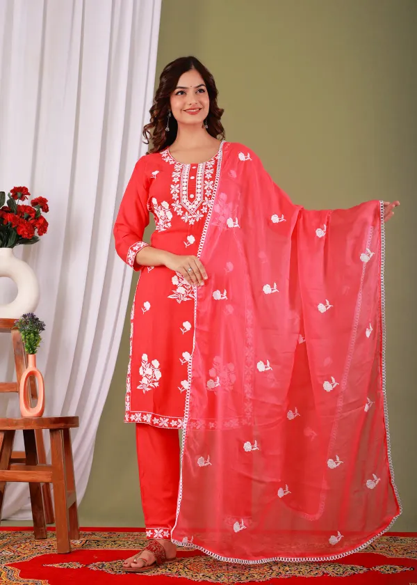 Gajari_Rayon_Embroidered_Kurta_Pant_With_Dupatta_Set_For_Women