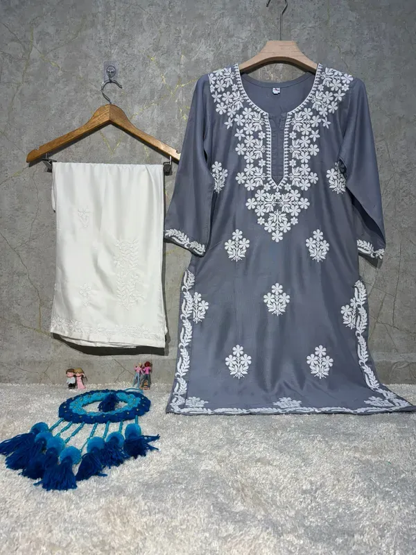 Grey_Rayon_Kurti_And_Plazzo_Set_For_Women