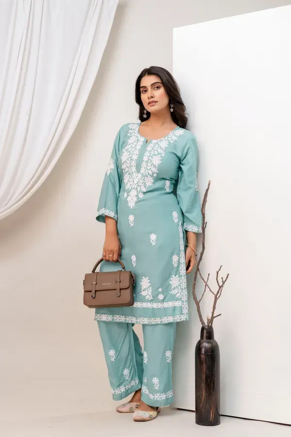 Rama_Green_Beautiful_Embroidered_Chikankari_Kurta_Set