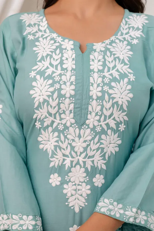 Rama_Green_Beautiful_Embroidered_Chikankari_Kurta_Set
