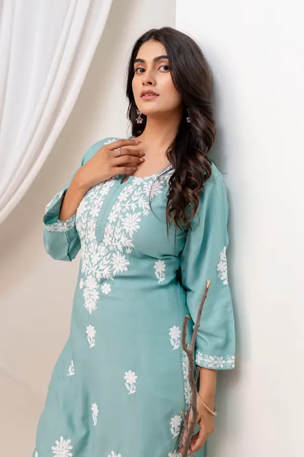 Rama_Green_Beautiful_Embroidered_Chikankari_Kurta_Set
