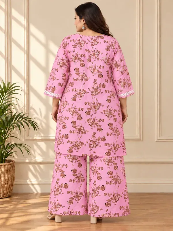 Pink_Cotton_Printed_Chikankari_Kurta_And_Plazzo_Set