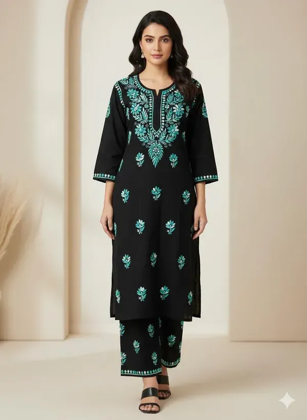 Black_Rama_Traditional_Chikankari_Work_Kurta_Set