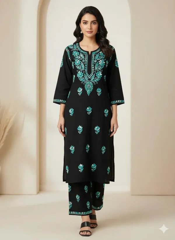 Black_Rama_Traditional_Chikankari_Work_Kurta_Set