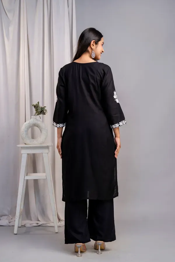 Black_Women_S_Exclusive_Kurti_Palazzo_Set_On_Pure_Rayon_Fabric_Chikan_Suit