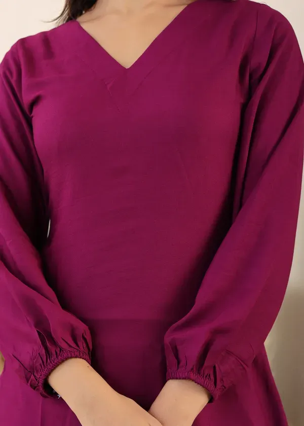 Wine_Rayon_Chikankari_Kurta_Palazzo_Set_For_Women