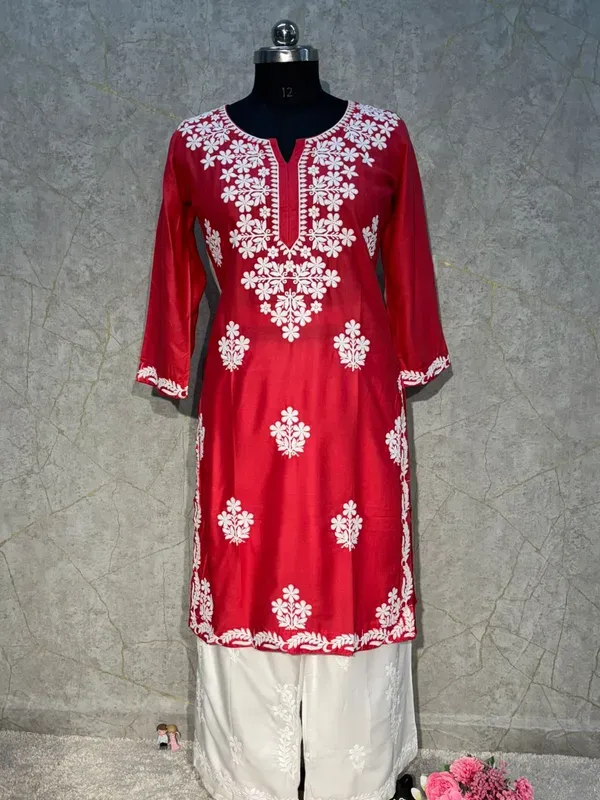 Gajari_Rayon_Kurti_And_Plazzo_Set_For_Women