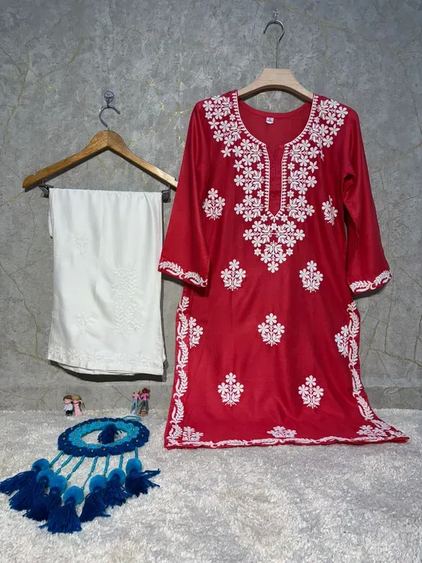 Gajari_Rayon_Kurti_And_Plazzo_Set_For_Women