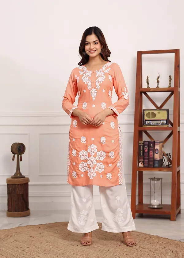 Peach_Ladies_Kurti_Set_Buy_Ladies_Kurti_Set_Online_In_India