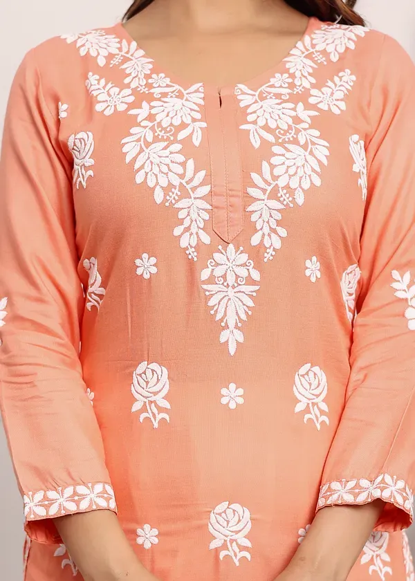 Peach_Ladies_Kurti_Set_Buy_Ladies_Kurti_Set_Online_In_India