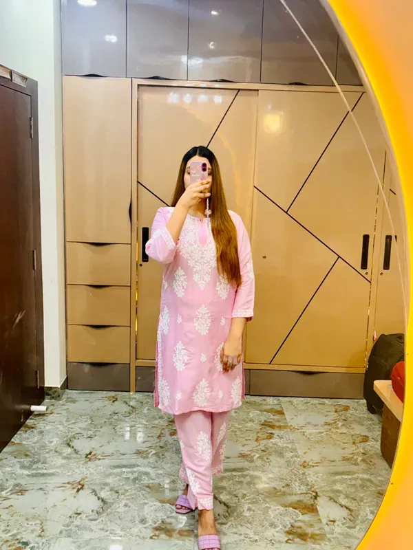 Baby_Pink_Cotton_Chikankari_Kurta_With_Palazzo_For_Women