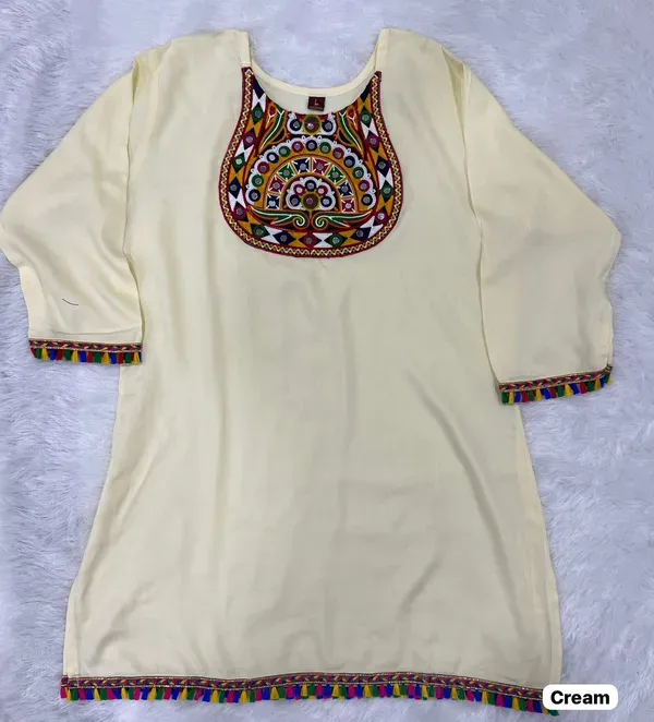 Cream_Navratri_Short_Kurtis