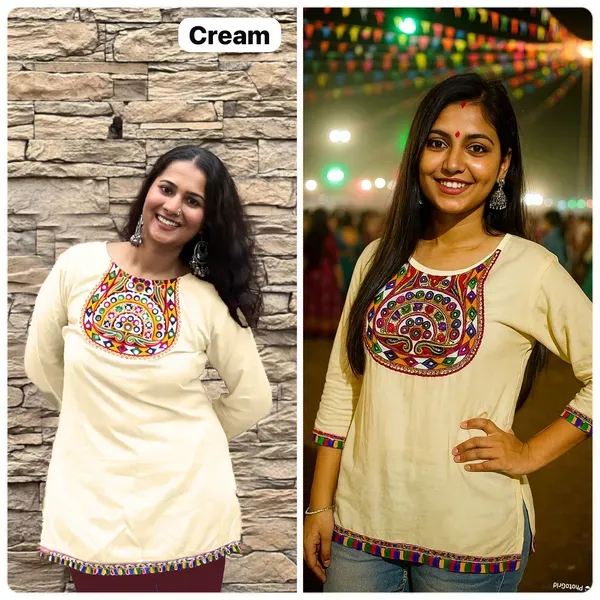 Cream_Navratri_Short_Kurtis