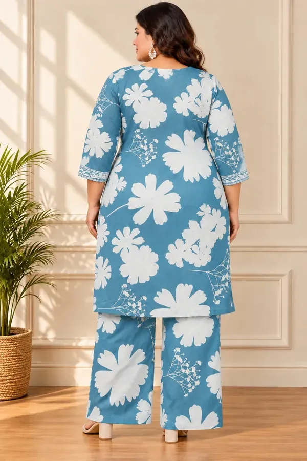 Rama_Green_Plus_Size_Printed_Cotton_Kurti_Plazzo_Set