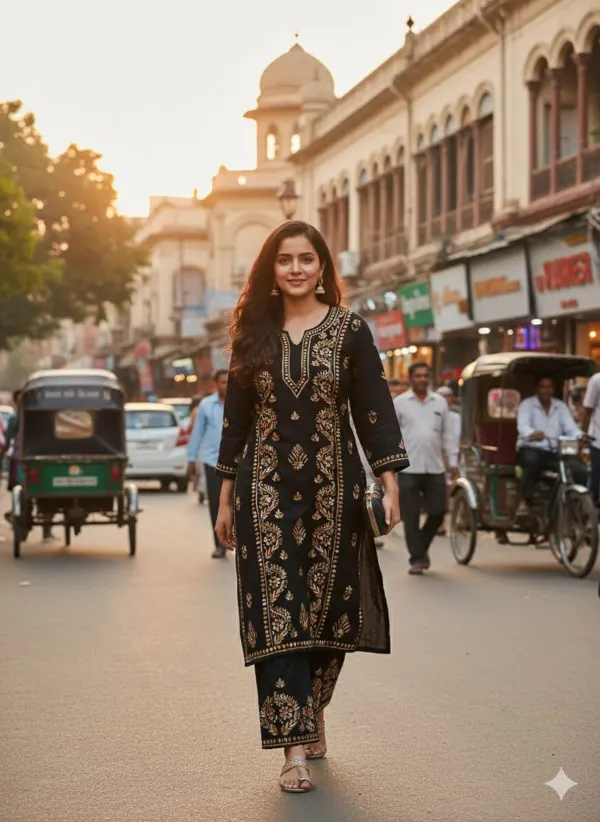 Black_Cofee_Exclusive_Soft_Rayon_Daul_Shade_Thread_Work_Kurti_Plazo_Set