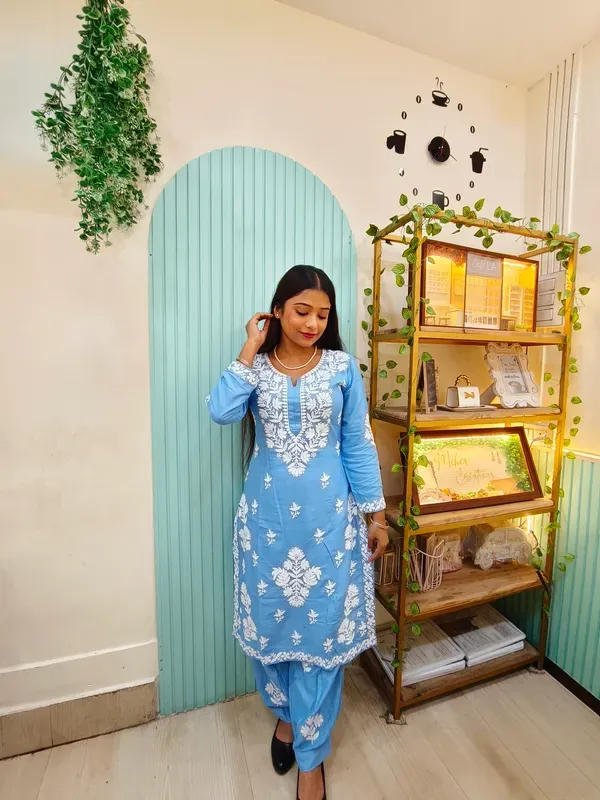 D_Sky_Chikankari_Reyon_Kurti_With_Afgani_Salwar_Suit