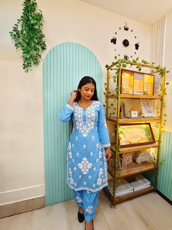 D_Sky_Chikankari_Reyon_Kurti_With_Afgani_Salwar_Suit