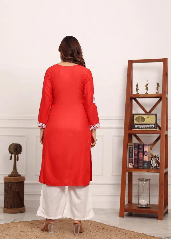 Gajari_Embroidered_Chikan_Kurta_With_Plazzo_Ethnic_Indian_Wear_Chikankari_Work