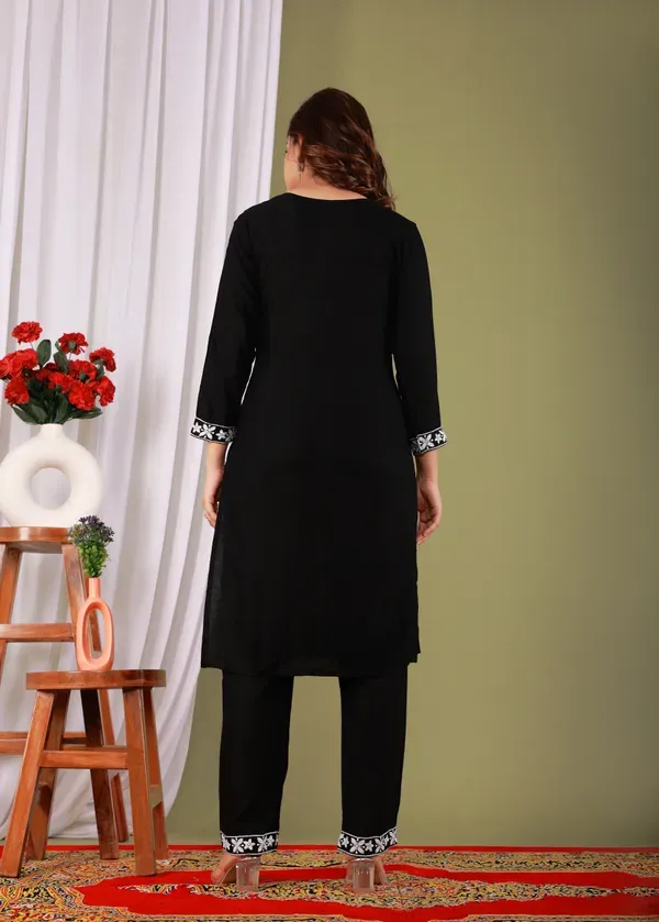 Black_Rayon_Embroidered_Kurta_Pant_With_Dupatta_Set_For_Women