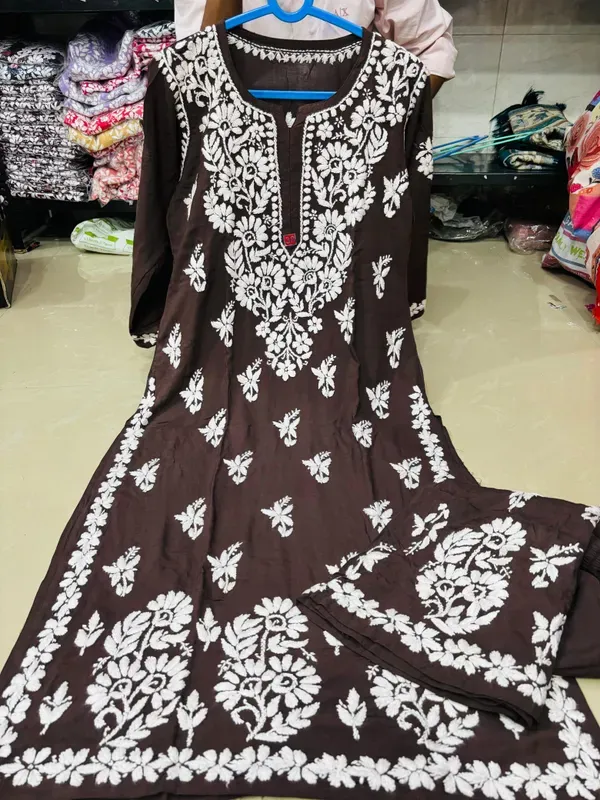 Cofee_Chikankari_Beautiful_Heavy_Work_Rayon_Plazzo_Set