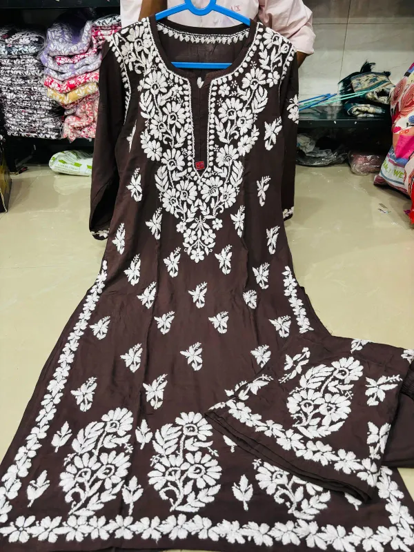 Cofee_Chikankari_Beautiful_Heavy_Work_Rayon_Plazzo_Set