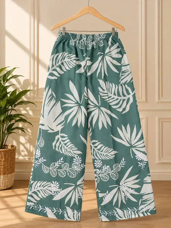 Rama_Green_Stylish_Printed_Cotton_Kurta_With_Plazzo_Set_Casual_Office_W
