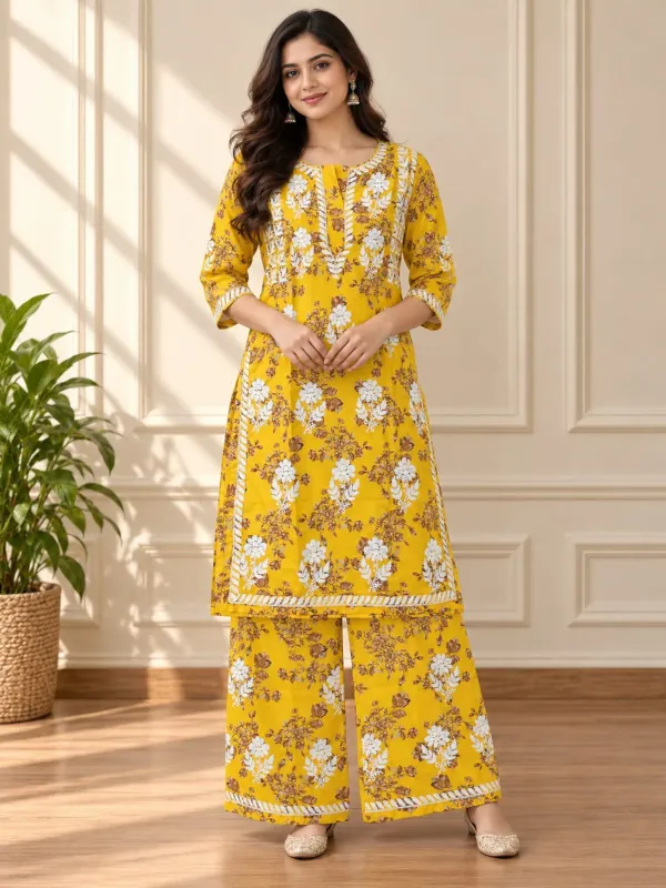 Yellow_Buy_Mulmul_Cotton_Printed_Chikankari_Kurta_And_Plazzo_Set
