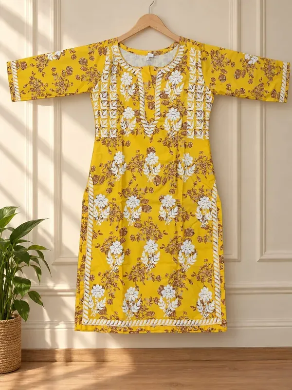 Yellow_Buy_Mulmul_Cotton_Printed_Chikankari_Kurta_And_Plazzo_Set